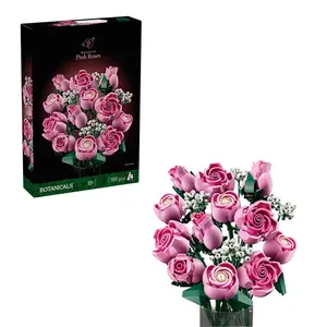 Botanicals Pink Rose Bouquet Building Block Set 189 Pieces Valentine's Day Gift for Girls Ages 10+