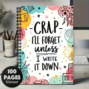 The colorful spiral notebook - "I'll forget the nonsense unless I write it down", with a vivid design, 100 pages, perfectly suitable for planning and keeping a diary. It's the ideal gift for friends and a daily planning notebook.
