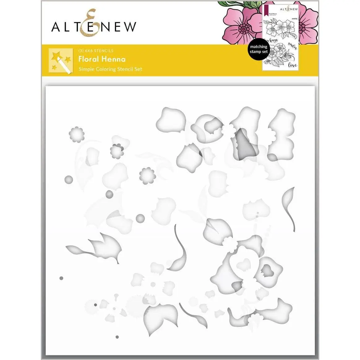 Floral Henna Simple Coloring Stencil Set (3 in1)