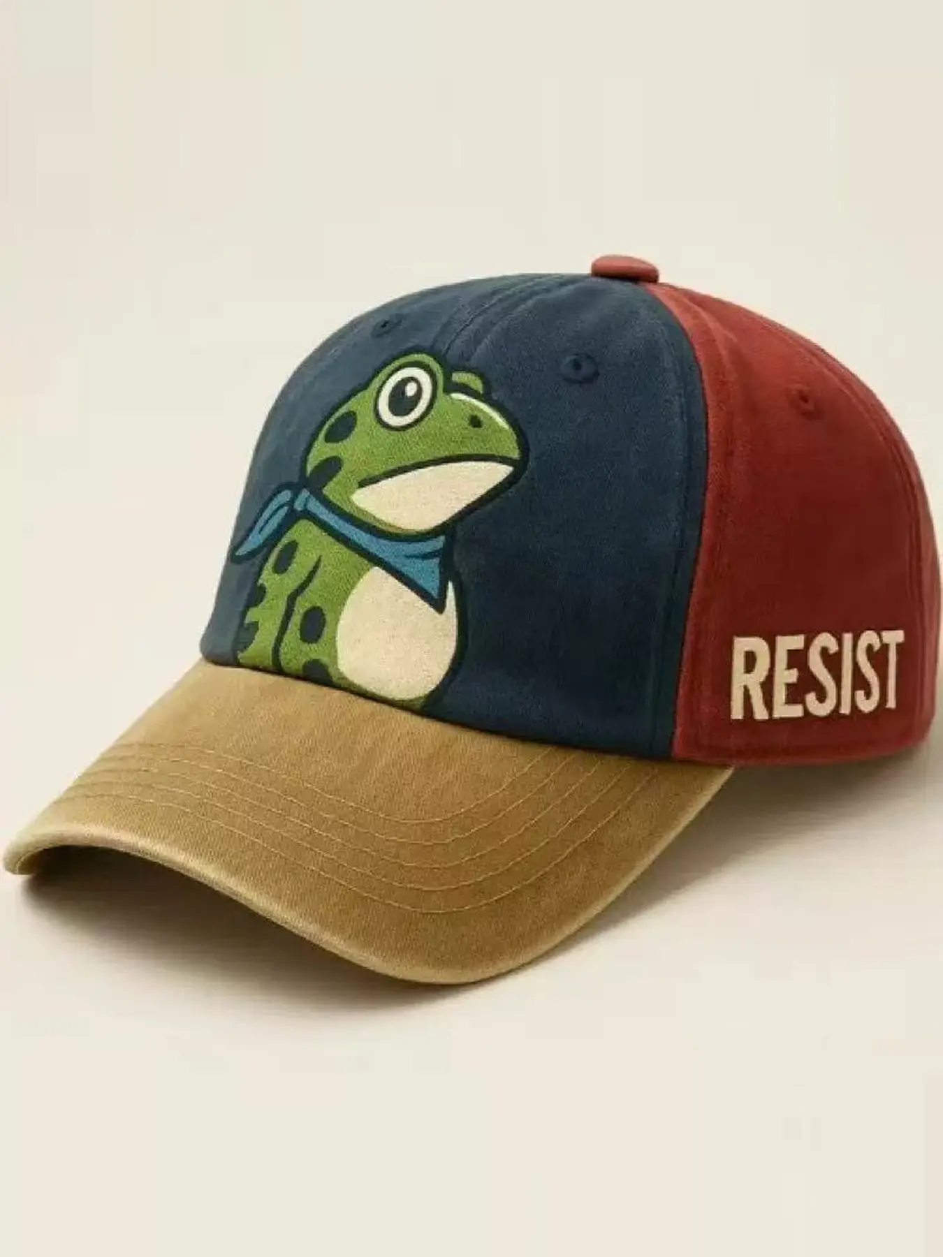 Frog Print Distressed Dad Hat! Vintage Washed Adjustable Soft-Top Baseball Cap Funny Hats Vintage Fashion Hat