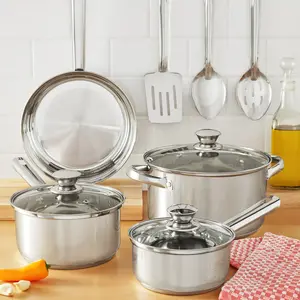 Mainstays 10 Piece Nonstick Stainless Stee Pots and Pansl Cookware Set