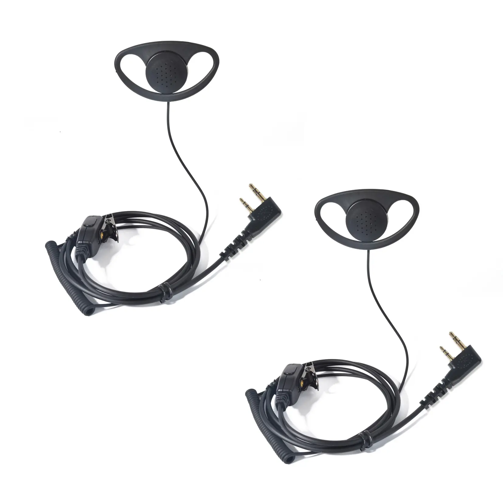 D Shape, Electronic Wired Two Way Radio Audio Earpiece with PTT, Walkie Talkie Headset with Swivel Boom Microphone Lapel Clip for Baofeng, Kenwood, Retevis 2 Way Radio UV-5R, BF-F8HP, BF-888S, etc.