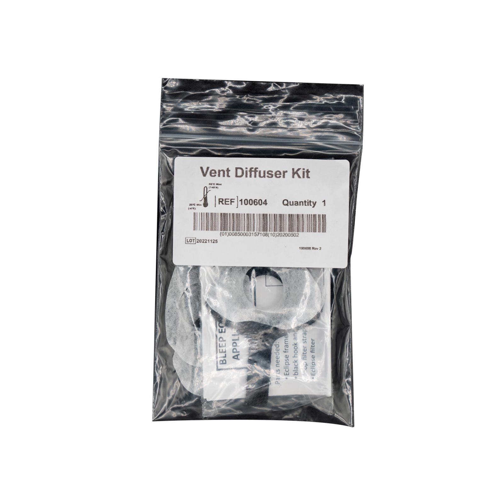 Bleep Eclipse & DreamWay Vent Diffuser Replacement Kit – Quiet PAP Mask Velcro Strap + 3 White Exhaust Filters for Eclipse & DreamWay Frames, 1 Kit