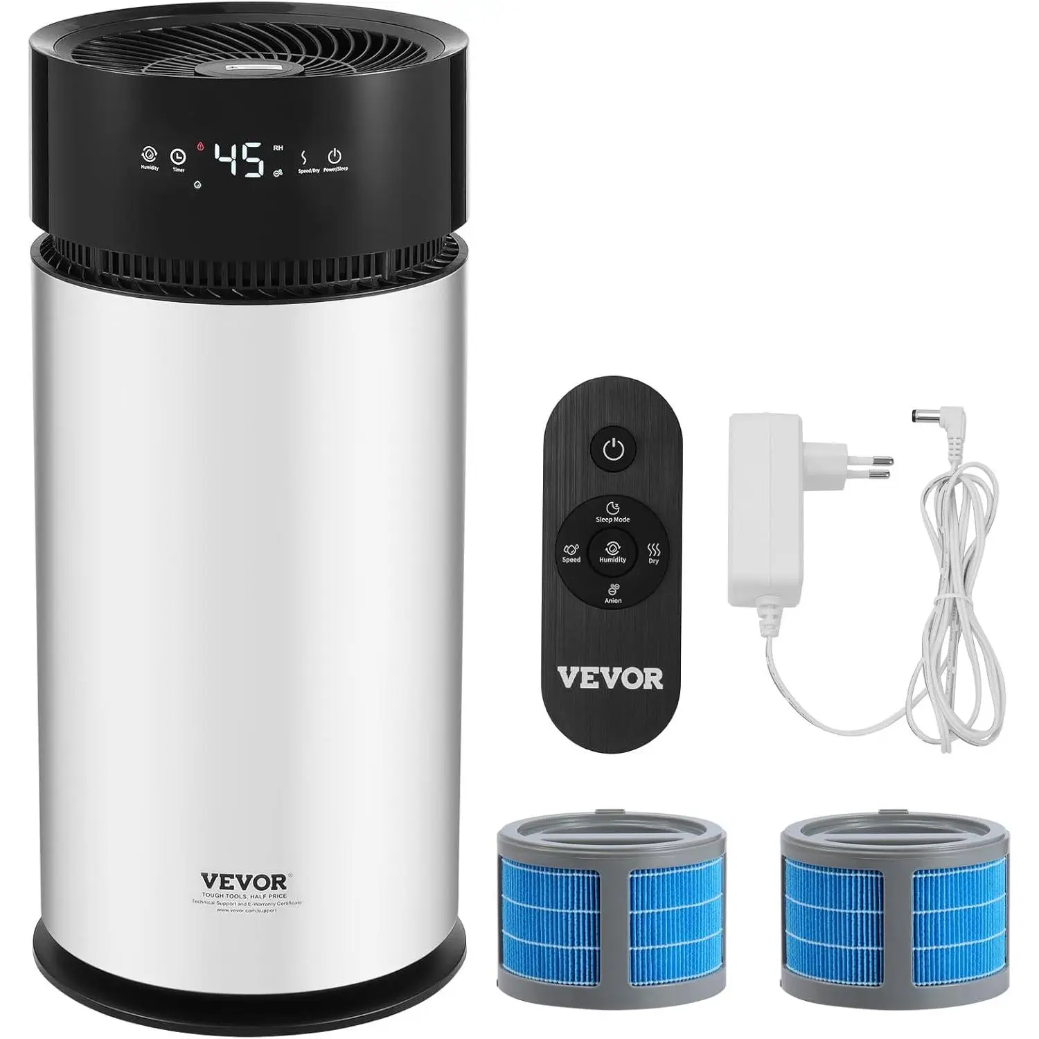 VEVOR Evaporative Humidifier, Whole House Coverage Up to 1076.4 sq ft, 10L(2.64G) Large Smart Cool Moisture Unit with Air Purifier, 3-Speeds, 1-14h Timer, Premium Filter, Quiet Sleep Mode, Remote & Touch Controls, 1000ml/h (±10%) for Bedroom