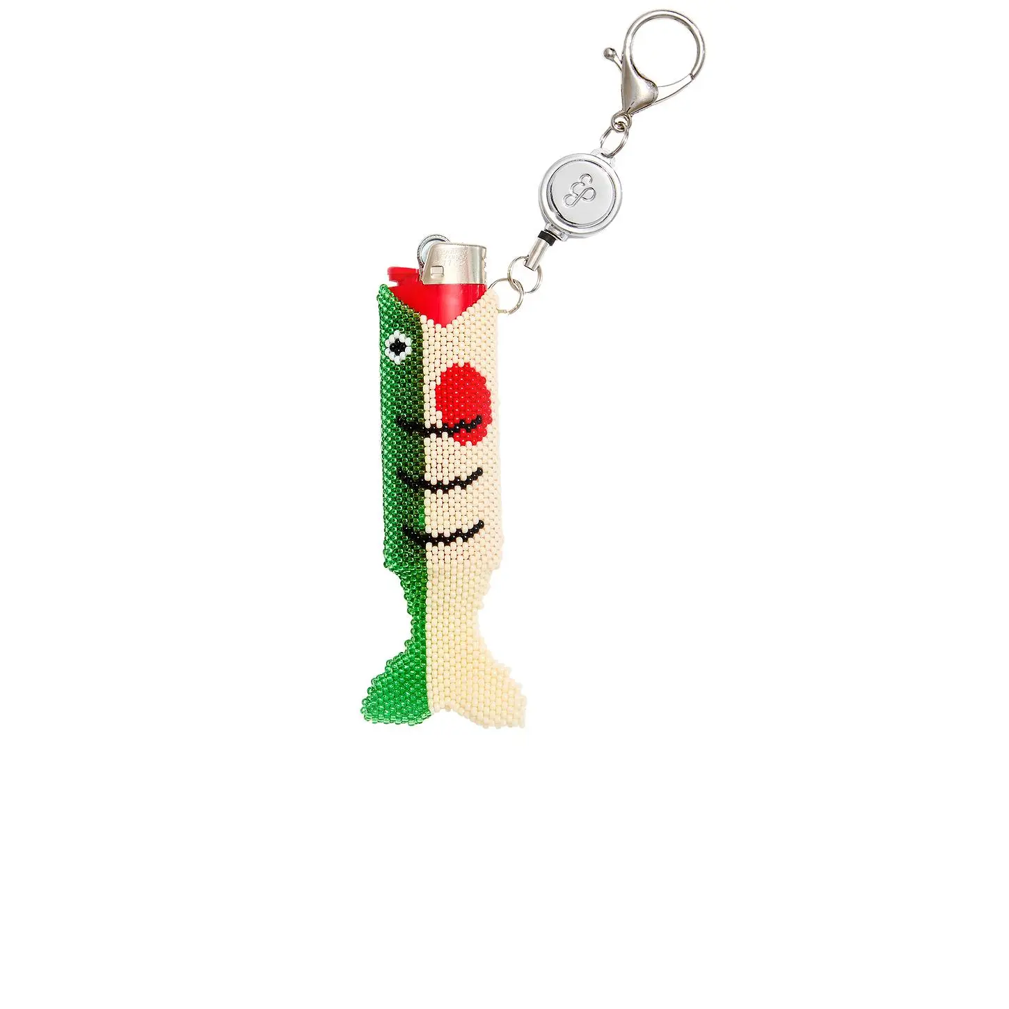 Edie Parker Beaded Fish-Shape Retractable Lighter Keychain, Green Lighter Accessories