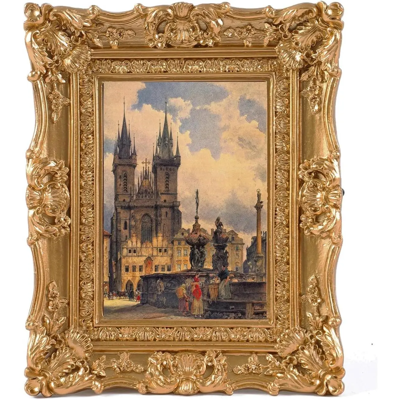 Antique Retro Traditional Decorative 2.5x3.5in Small Photo Frame with Glass, for Table Top & Wall Display, Home Decor Photo Gallery Art