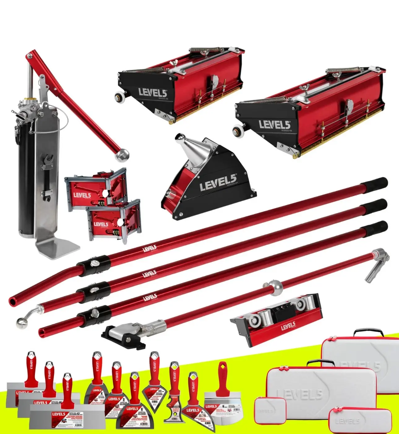 LEVEL5 Drywall Finishing Tool Kit, Complete Hand Tool Set for Drywall Installation & Repair