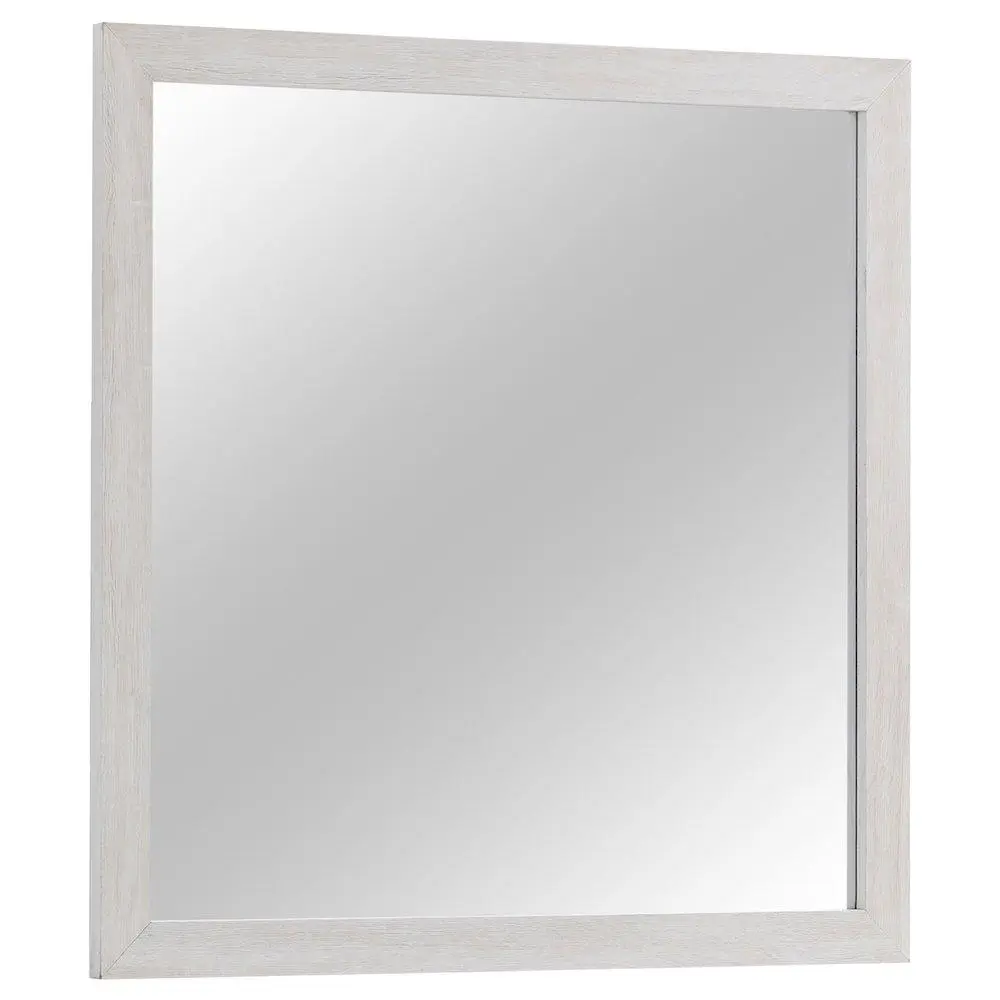Brantford Dresser Mirror - Classic Rectangle Framed Wall-Mounted Glass Mirror, Coastal White Expansive Paper Veneer Frame, Home Decor Supply for Personal Space Enhancement