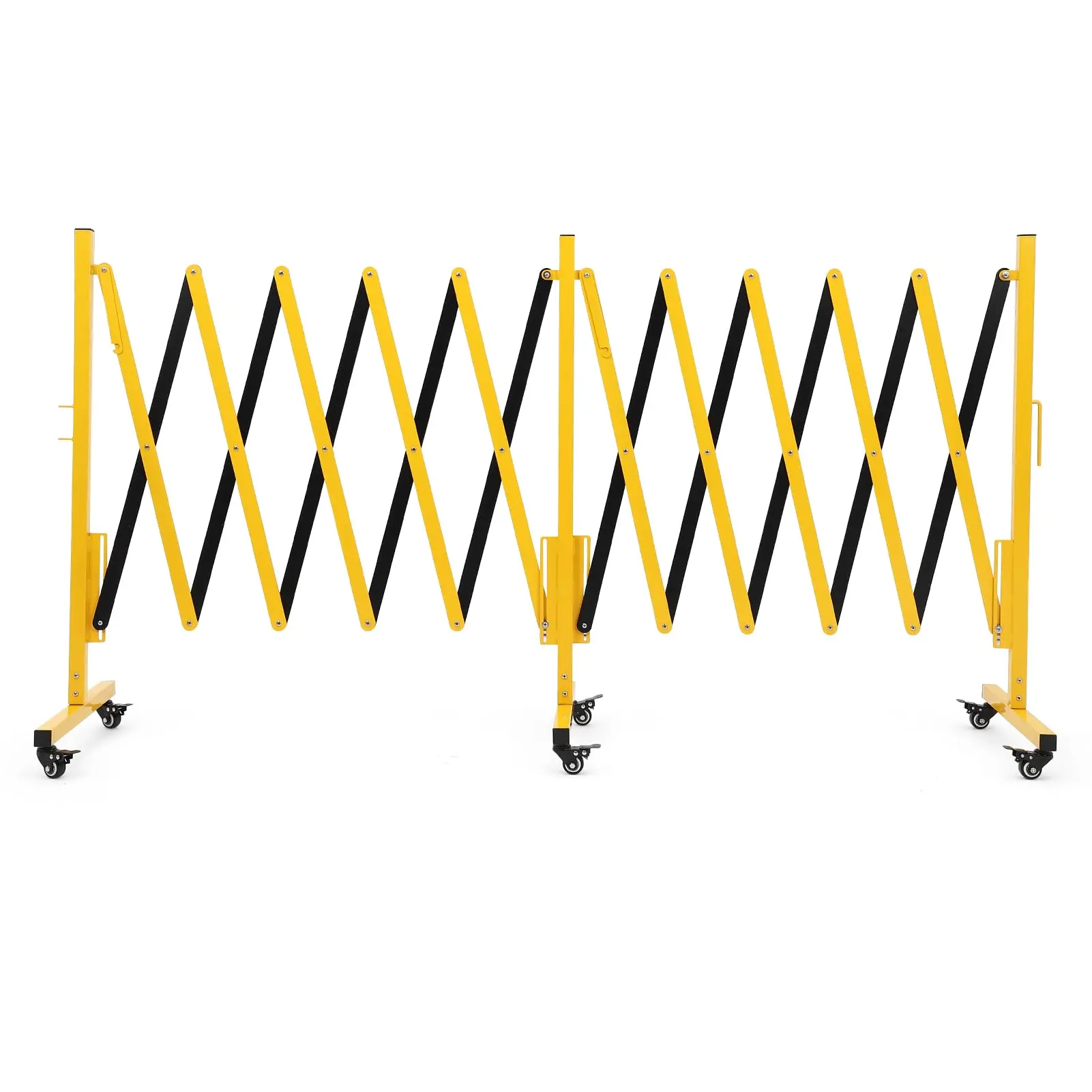 Garvee 11FT Industrial Expandable Barricade with Wheels - Folding Security Gate for Mobile Traffic Control, Retractable and Portable Design Ensuring Versatile Safety and Easy Installation