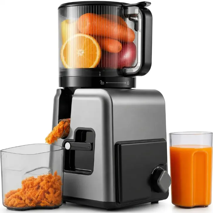 3-in-1 Cold Press Juicer Machines, 6.5" Mega Chute for Whole Fruit, Slow Masticating Juicer with Sorbet & Nut Milk Maker, BPA Free, 100 OZ Hopper, Easy Clean, Oxide Gray