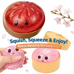 2pcs Glitter Dumpling Squishy - Random Giant Glitter Dumpling Squishies Toy, Colorful Stress Balls Fidget Sensory Toy, Squeeze Dough Ball Stress Relief Hand Toys