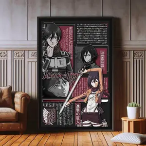 Mikasa Ackerman Anime Poster, High Quality Print, Japanese Anime TV Series Poster Print, Wall Aesthetic Decor, Attack on Titan Poster