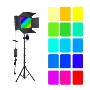 RGB Photo Video Light 50W LED Studio Lamp with Remote Control & Tripod Stand for YouTube TikTok Teach 3200K-5600K RGB Interactive Lighting