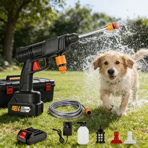 Rechargeable Portable Pressure Washer High-Pressure Cleaner for Cars & Home Cleaning with 2 Batteries & 5M Hose