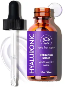 Eve Hansen Hydrating Hyaluronic Acid Serum for Face with Vitamin C, Vitamin E, Green Tea | 72% Organic Firming Facial Moisturizer, Anti-Wrinkle, Skin Plumper