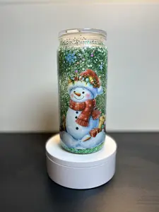 16 oz Premade Acrylic Snow Globe Tumbler BPA Free Acrylic Material Ideal for Beverages with Premade Snow Globe Design