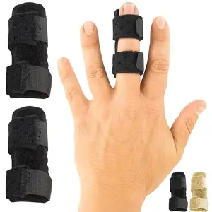 Vive Finger Splint (2 Pack) - Universal Finger Straightener - Broken and Trigger Finger Splints - Finger Brace for Arthritis pain and Support - Sprain Relief for Middle, Index, Ring, Pinky Fingers (Black)