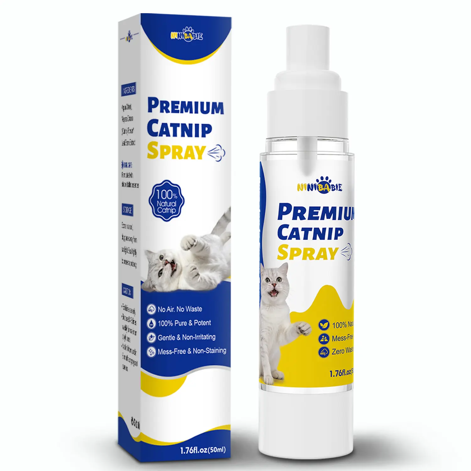 Catnip Spray for Indoor Cats,All Natural Cat Nip Liquid in Airless Spray Bottle for Lasting Freshness,Mess-Free Training Aid to Renew Toys & Reduce Scratching 1.76 fl oz