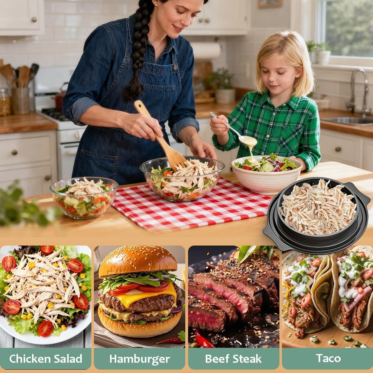 2026 Easter Gift, Large Chicken Shredder Tool with Transparent Lid, Ergonomic Anti-Slip Handle, BPA-Free, Dishwasher Safe, Fast & Easy Meat Shredder for Family Cooking, Tacos, Sandwiches & Meal Prep