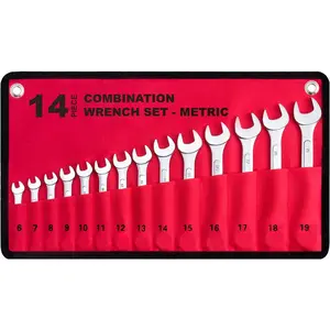 14-Piece Essential Metric Combination Wrench Set in Roll-Up Pouch, No Skipped Metric Sizes 6Mm - 19Mm | Best Value Wrench Set, Ideal for General Household, Garage, Workshop, Auto Repairs, Emergency EFFICERE