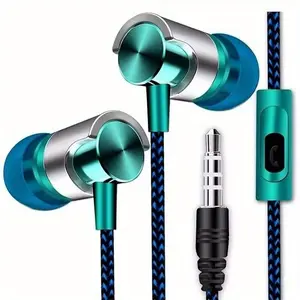 3.5mm Wired Headphones Jack In-Ear Headphones with Ergonomic Design, HiFi Stereo Sound & Volume Control - Comfort Fit Semi-Open Earphones with Capacitive Microphone for Gaming, Sports, Mobile Phones, Wired Earphones, Tanglefree Cable, Sports Enthusiasts