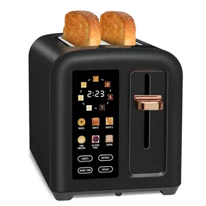 Toaster 2 Slice, Touch Control Stainless Toaster LCD Display, 50% Faster Heating Speed, 1.4'' Wide Slots, More Timer Functions, Removable Crumb Tray, 1350W, Dark Chocolate