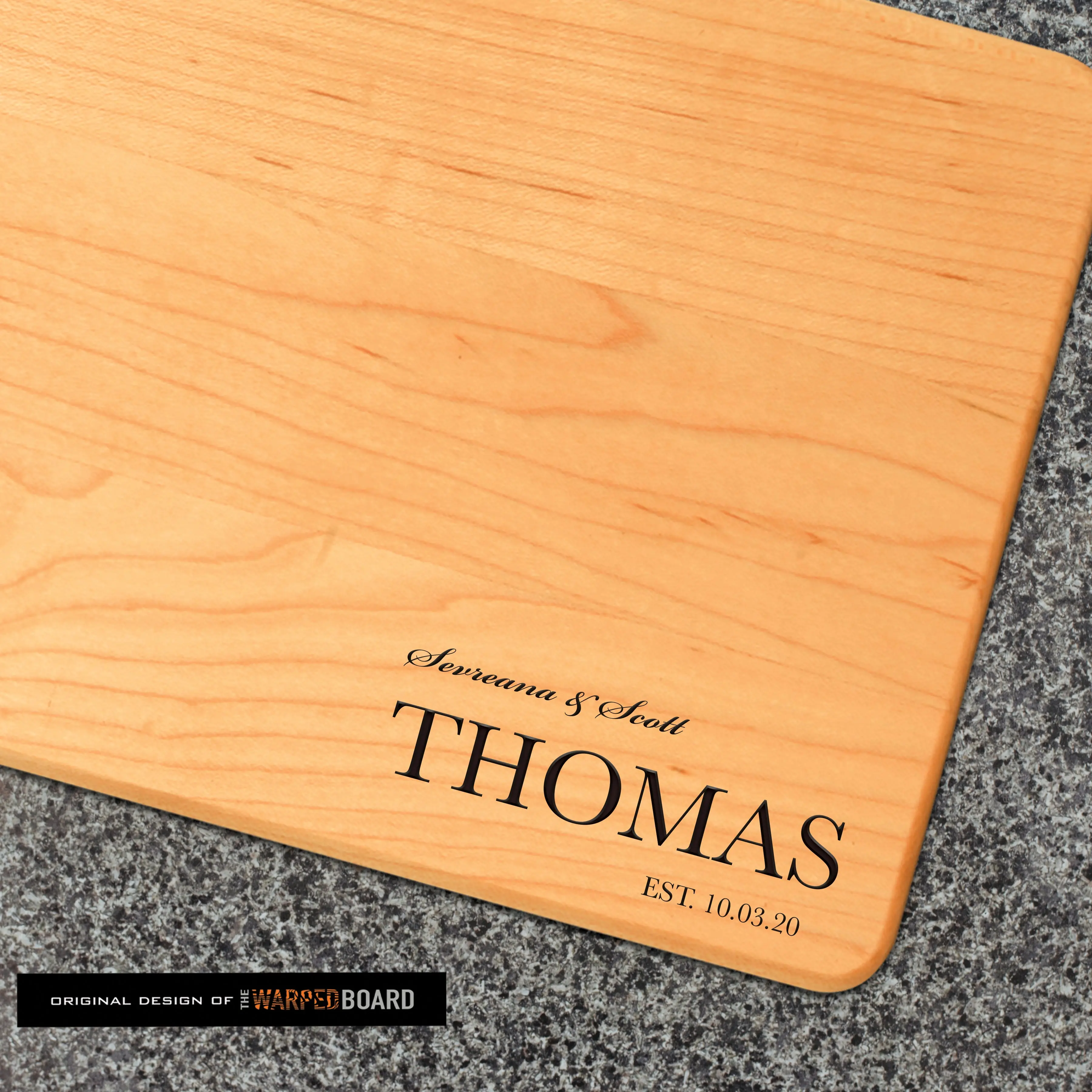 Personalized Couple's Family Name & Date Maple Cutting Board