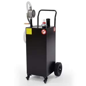 40 Gallon Fuel Caddy with Manual Pump, Portable Gasoline & Diesel Storage Tank on Wheels, Heavy Duty Fuel Transfer Container with Hose for Car, Truck, ATV, Boat, Mower & Motorcycle