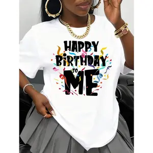 Happy Birthday, Happy Birthday to Me T-shirt Lady Birthday Celebration Gift Party, Dressed in Fun, Graphic Tea, Genderless, Casual Tops, Designed for Birthday Season, Festive Style