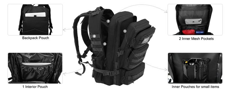 Kookoomia Military Tactical Backpack 50L Large Day Backpack Camouflage Assault Pack Bug Out Bag Waterproof Heavy Duty Hiking Treeking Survival Rucksack