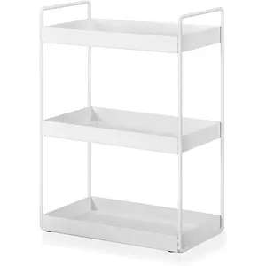 3-Tier Bathroom Countertop Organizer Vanity Tray Cosmetic & Makeup Storage Kitchen Spice Rack Standing Shelf, White