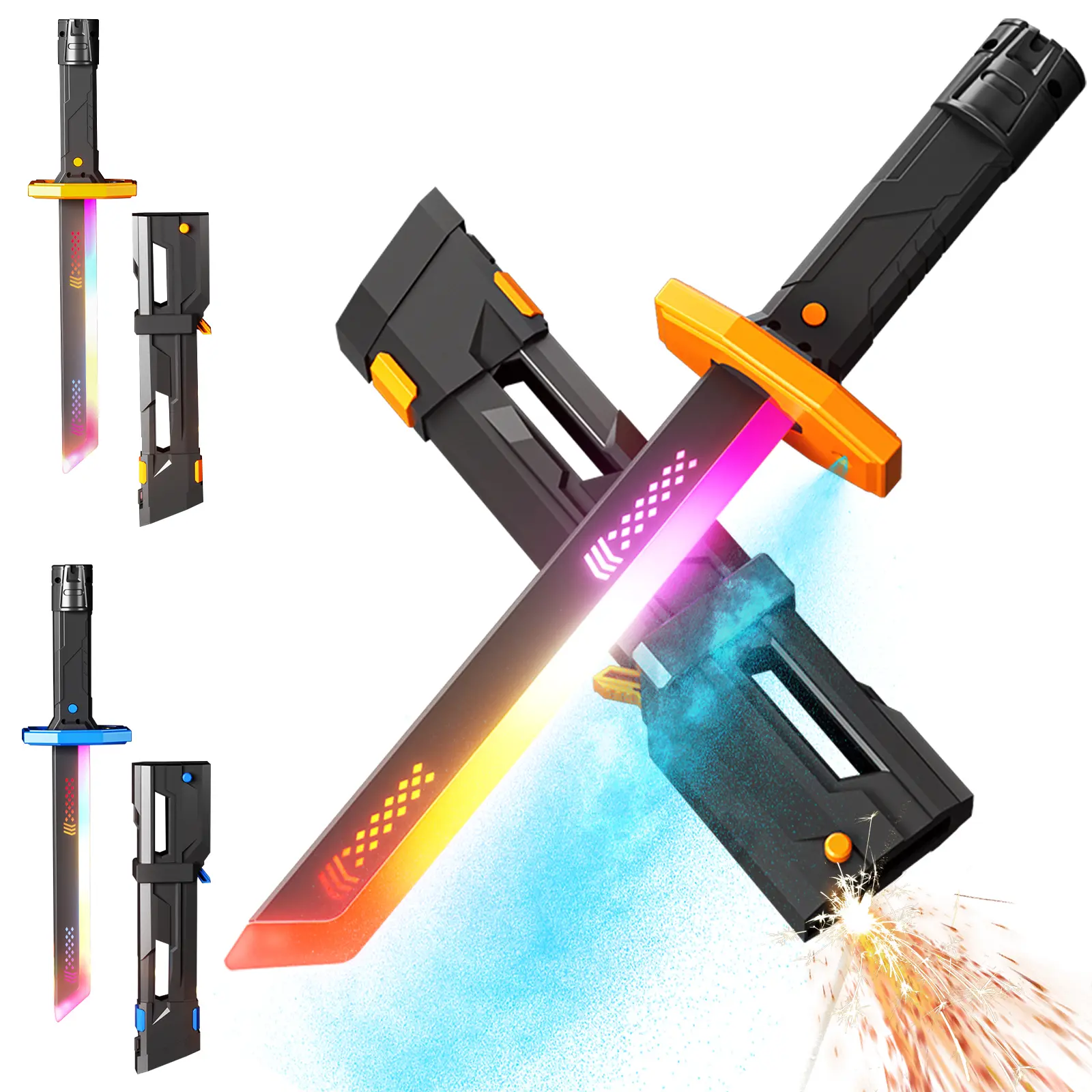 2 Pack Samurai Lightsaber with 7 RGB Colors Smooth Swing & Motion Control, Budget-Friendly Cyberpunk Lightsabers with Premium ABS Handle and Replaceable Blade,  Glowing Prop Light Sabers for Adults, Kids,Easy to Carry, Collectibles, Perfect Gift Party