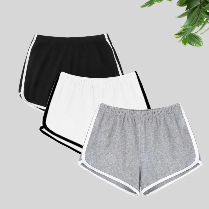 Women's Solid Color Ribbed Fitted Shorts, Casual Comfy Breathable Sporty Everyday Shorts for Daily Wear, Ladies Bottoms for Summer, Casual Sports Shorts, Athletic Casual Shorts