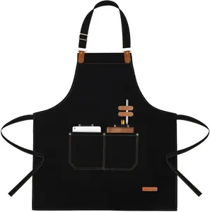 Adjustable Cross-Back Canvas Apron – Heavy-Duty Chef Apron with Spacious Pockets for Men & Women