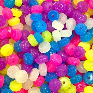Luminous Spacer Beads 12mm Colorful Beads for DIY Jewelry Making & Craft Projects Random Mix