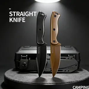 Professional BK18 Fixed Blade Tactical Knife - Heavy Duty High Carbon Steel EDC Gear with Protective Sheath for Men's Outdoor Camping Survival