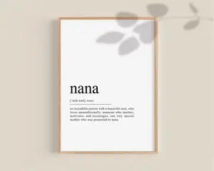 Nana  Poster , Nana Definition Print, Nana gift, Gift for Nana, Grandma gift, Gifts for Grandma