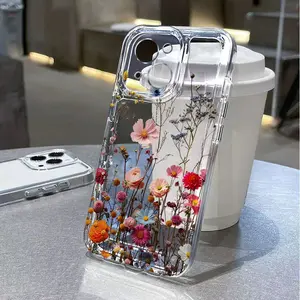 Flower Phone Case For iPhone 16 Pro 13 15 11 12 14 17 Pro Max 16E XR 7 8 SE XS Shockproof Transparent Cover Silicone Soft