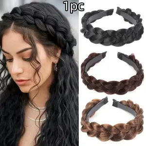Women's Fashion Braided Hair Band, Synthetic Fiber, Twisted Design, and, Ideal Fashion Accessory, Includes Fake Hair