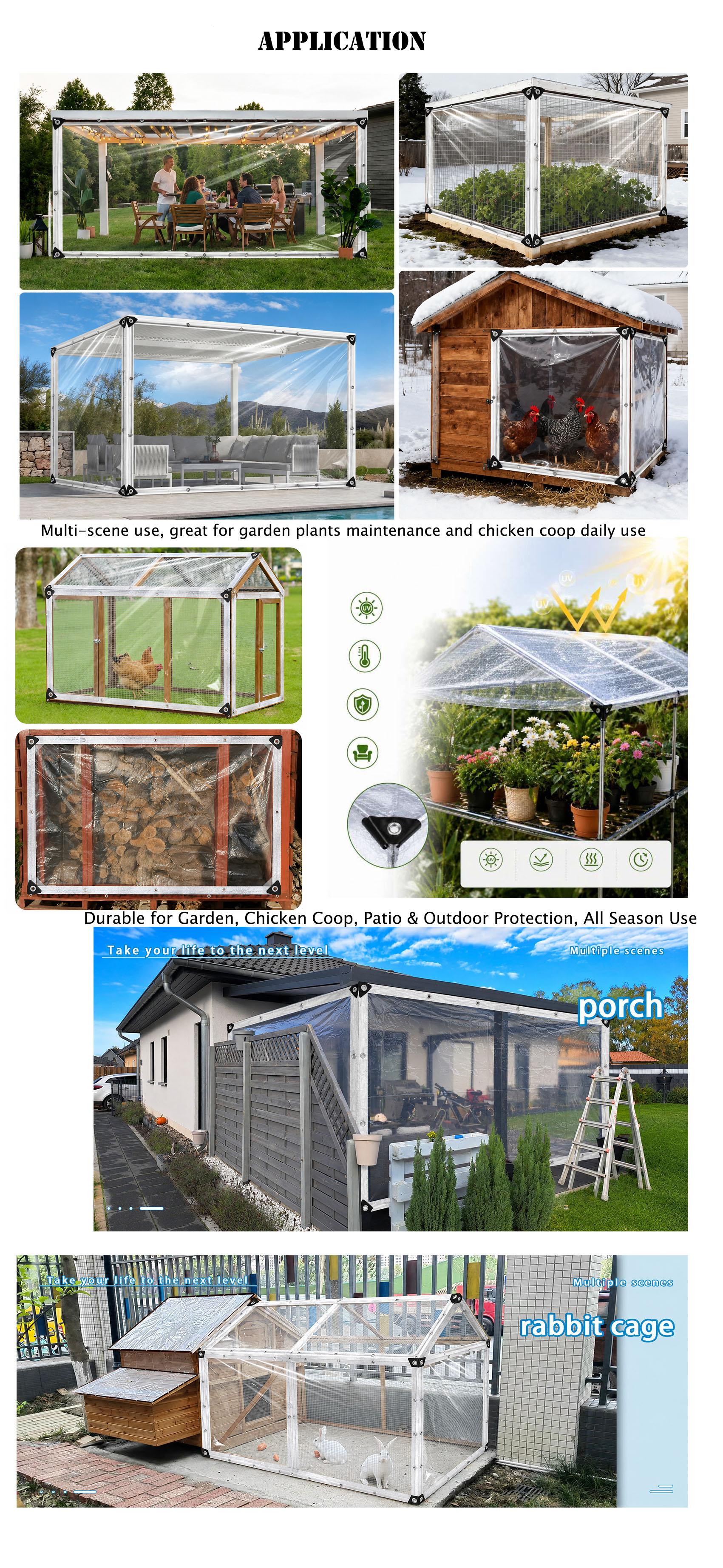 Transparent Tarp Waterproof Outdoor - Clear Poly Cover with Reinforced Edges & Metal Grommets, UV & Mildew Resistant, Tear Proof, for Greenhouse, Pergola, Patio, Garden, Camping Shelter Weather-Resistant Canopy Cloth dustproof protection