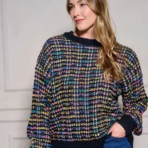 Women's Plus Size Multi-Color Pullover Sweater - Womenswear