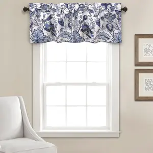 Lush Decor Cynthia Jacobean Floral Valance Single 18"H x 52"W + 2" Header - Elegant Floral Design with Unique Shapes and Colors