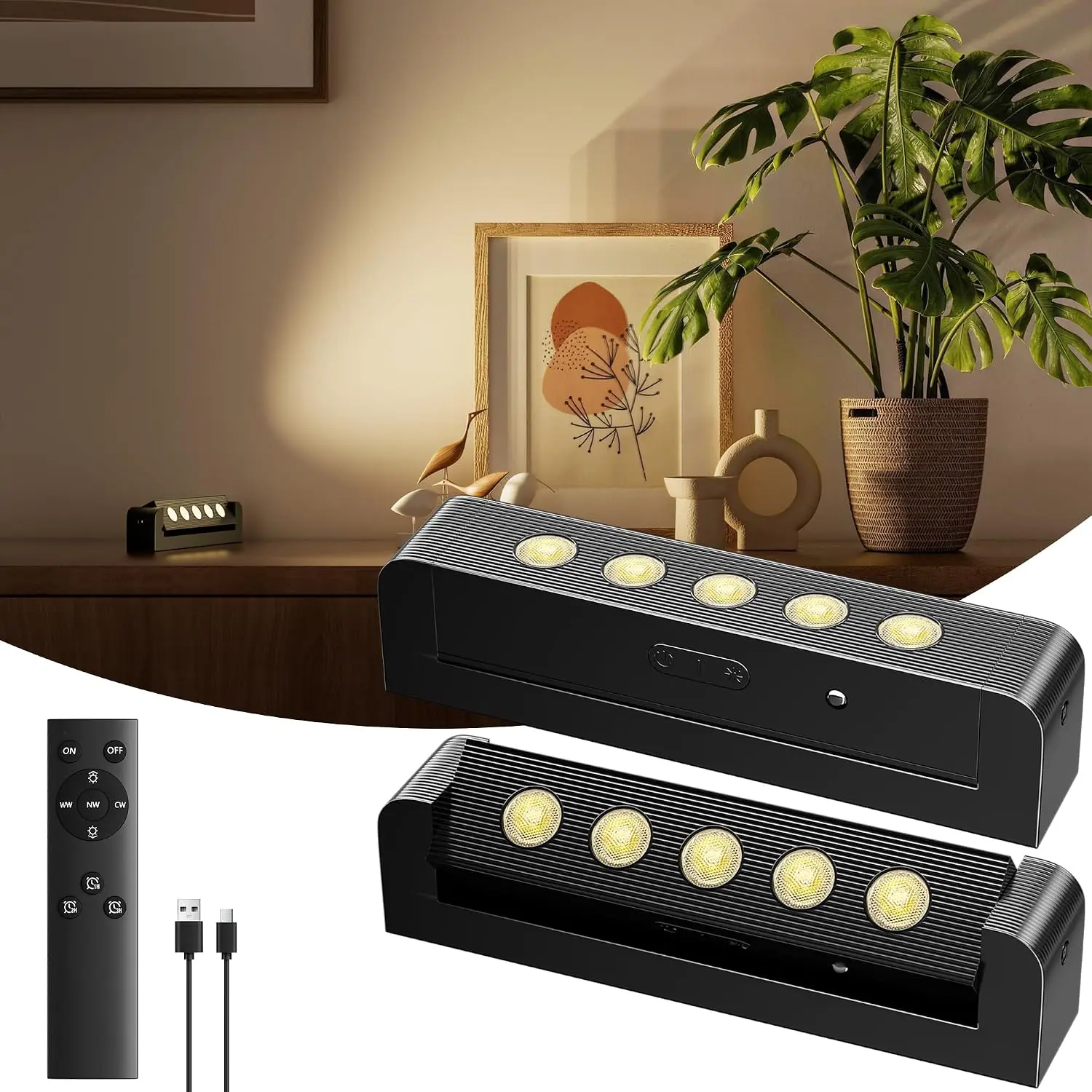 5500mAh Rechargeable Spotlight Indoor, LED Wireless Uplighting