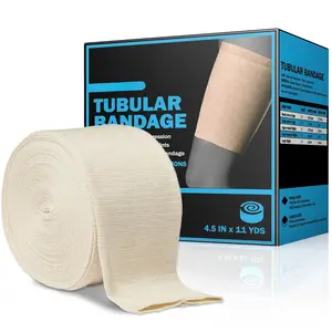 Elasticated Tubular Support Bandage |   Stockinette Tubing for Large Arm, Knees, Legs |   Light to Moderate Compression Bandage Roll For Tissue Support (Size G |   4.5" x 11 yd)