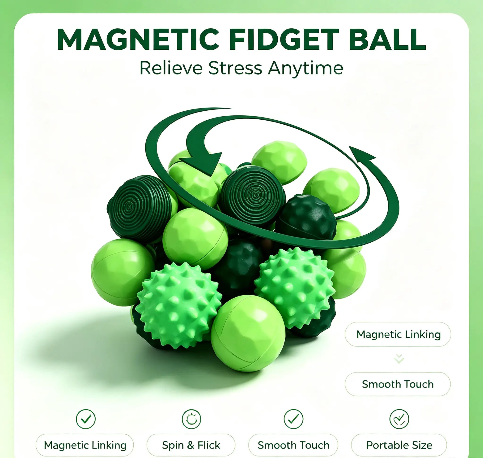 Viral Textured Silicone Fidget Balls | Quiet Stress Relief Toy for Office & School Elastic Sensory Fidget Ball Set, Multi-Color Magnetic Fidget Relax Toys