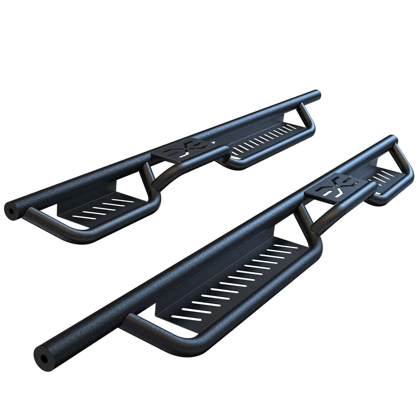 GARVEE Running Boards Compatible with 2018-2025 Jeep Wrangler JL 4 Door, Black Powder Coated Nerf Bar w/ Two Stairs Design All-Steel Build, Bolt-on Side Steps