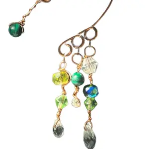 Copper Earcuff SET OF 2 | whimsical jewelry w/ natural crystals | customizeable and adjustable