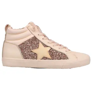 Vintage Havana Womens Alexis Glitter High Zippered Sneakers Shoes Casual - Beige