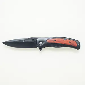 knife pocket Rosewood Handle Folding Pocket Knife - Black Coated Blade