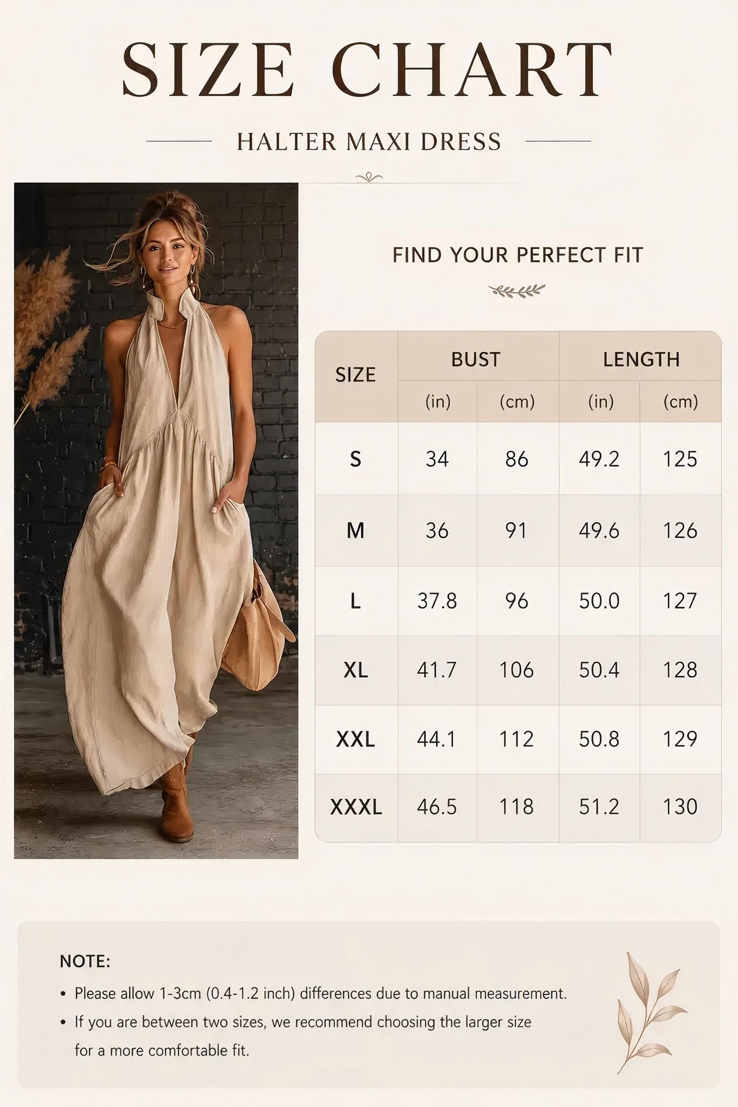 Mother's Day Gift AgeRose Halter Neck Maxi Dress Women Minimalist Casual Loose Fit Summer Beach Vacation Long Dress Lightweight with Pockets